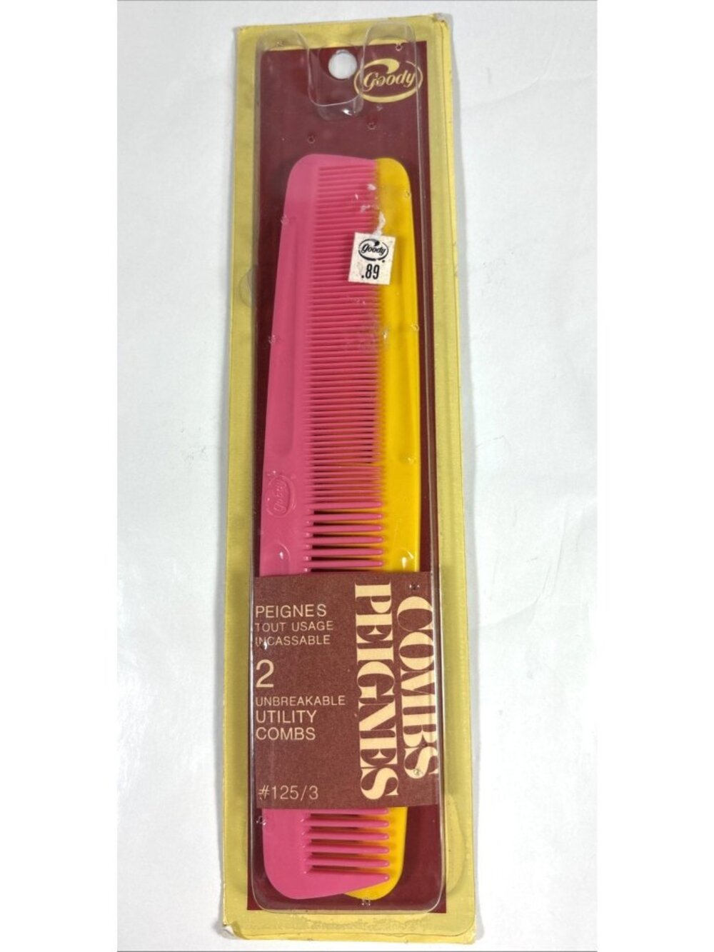 Goody Unbreakable Utility Dressing Hair Combs 2 pack 125/3 Orange Pink NEW 1978